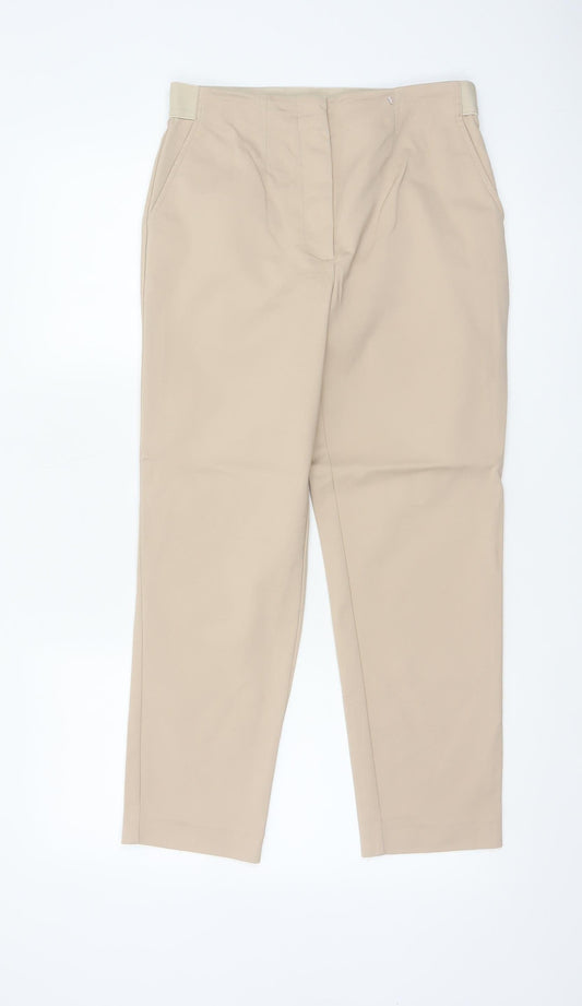 M&S Women’s Beige Size 10 Short High Rise Tapered Stretch Trousers