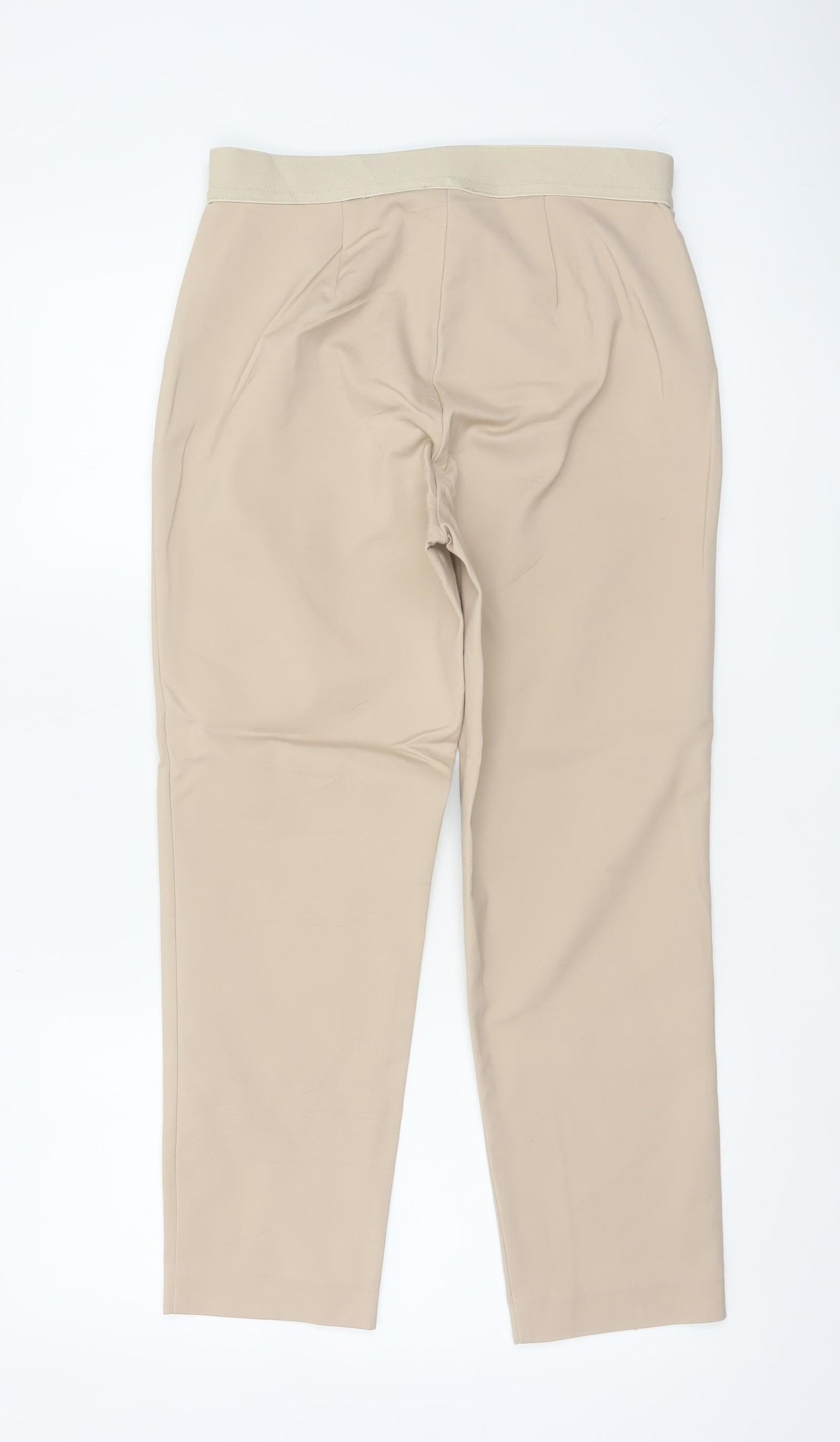 M&S Women’s Beige Size 10 Short High Rise Tapered Stretch Trousers