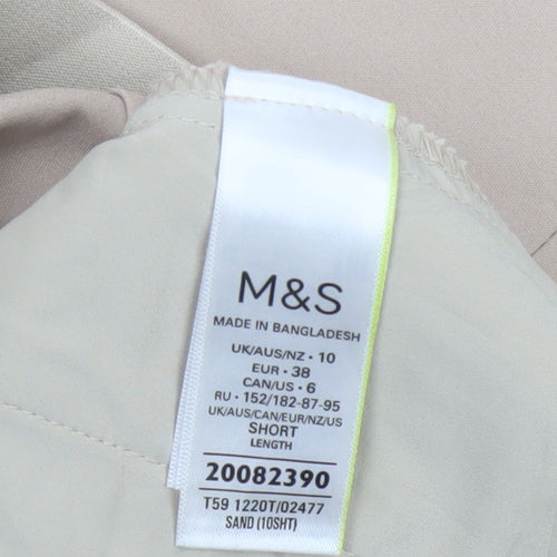 M&S Women’s Beige Size 10 Short High Rise Tapered Stretch Trousers