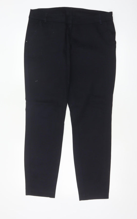 Wallis Women Black UK 14 Straight Leg Tailored Cotton Dress Trousers