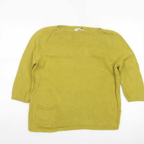 Seasalt Cornwall Women’s Yellow Cotton Pocket Jumper UK 10 Round Neck
