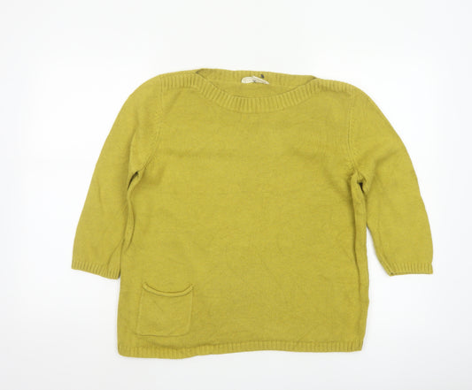 Seasalt Cornwall Women’s Yellow Cotton Pocket Jumper UK 10 Round Neck