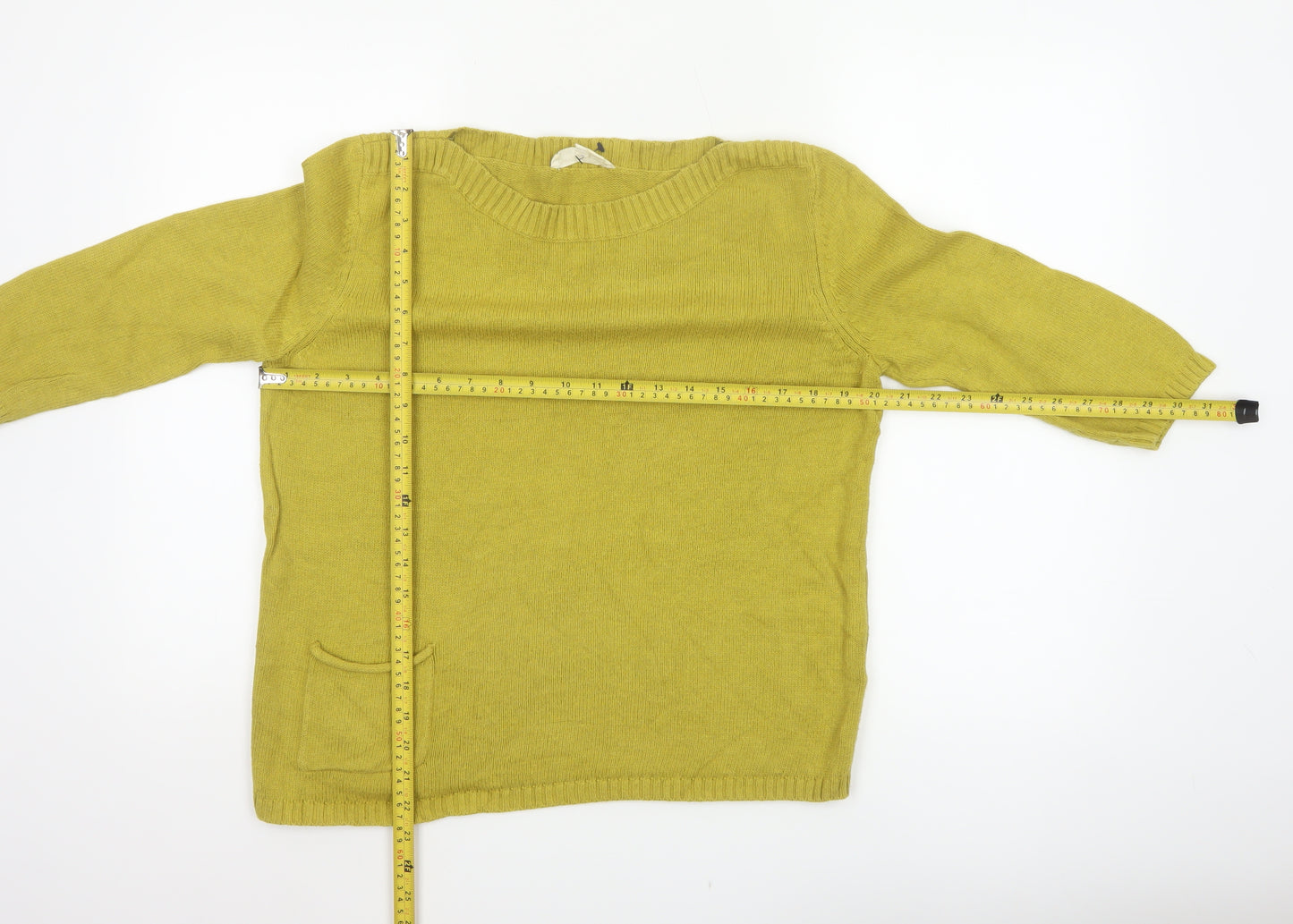 Seasalt Cornwall Women’s Yellow Cotton Pocket Jumper UK 10 Round Neck