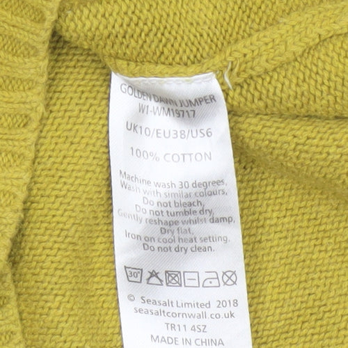 Seasalt Cornwall Women’s Yellow Cotton Pocket Jumper UK 10 Round Neck