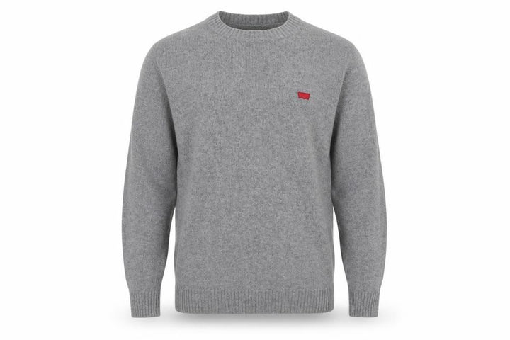 Levi's Men's Grey Wool Blend Crew Neck Pullover Jumper Size M Logo