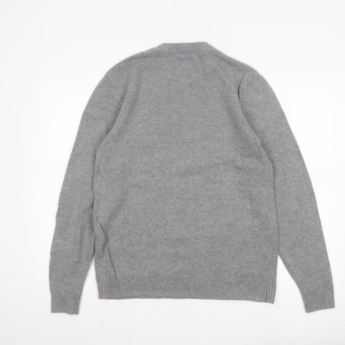 Levi's Men's Grey Wool Blend Crew Neck Pullover Jumper Size M Logo