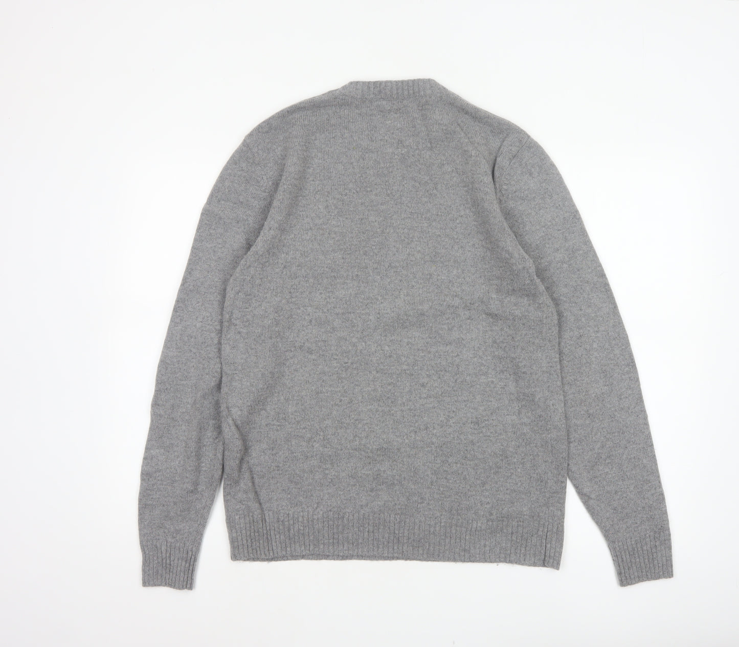 Levi's Men's Grey Wool Blend Crew Neck Pullover Jumper Size M Logo