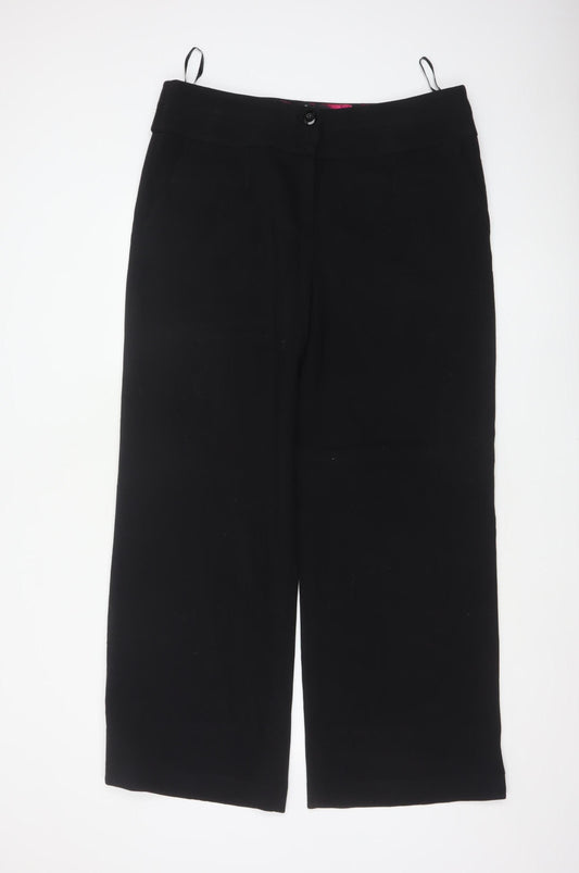 Betty Jackson Black Women’s Black UK 16 High Waist Wide-Leg Dress Trousers