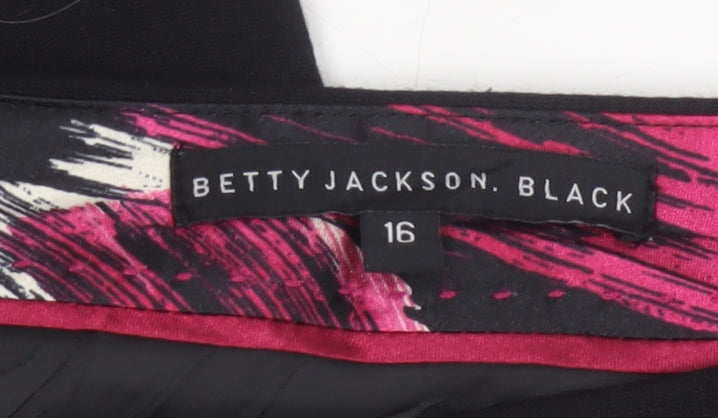 Betty Jackson Black Women’s Black UK 16 High Waist Wide-Leg Dress Trousers