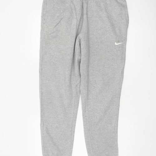 Nike Men’s Grey L Fleece Jogger Sweatpants Logo Tapered