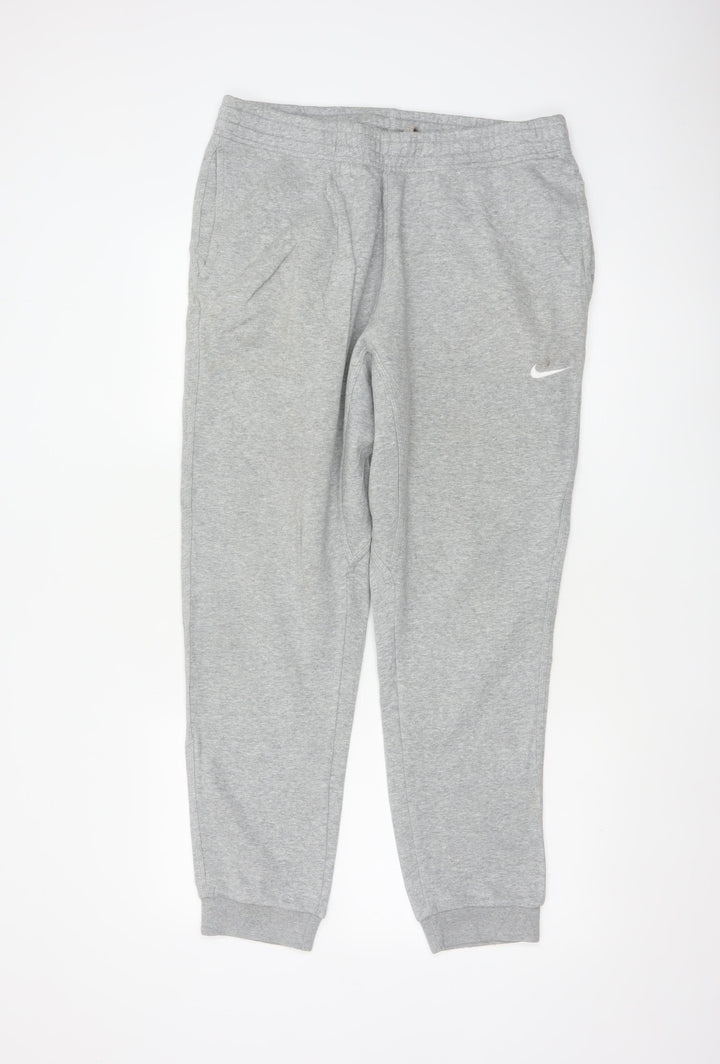 Nike Men’s Grey L Fleece Jogger Sweatpants Logo Tapered