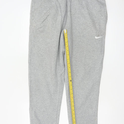 Nike Men’s Grey L Fleece Jogger Sweatpants Logo Tapered