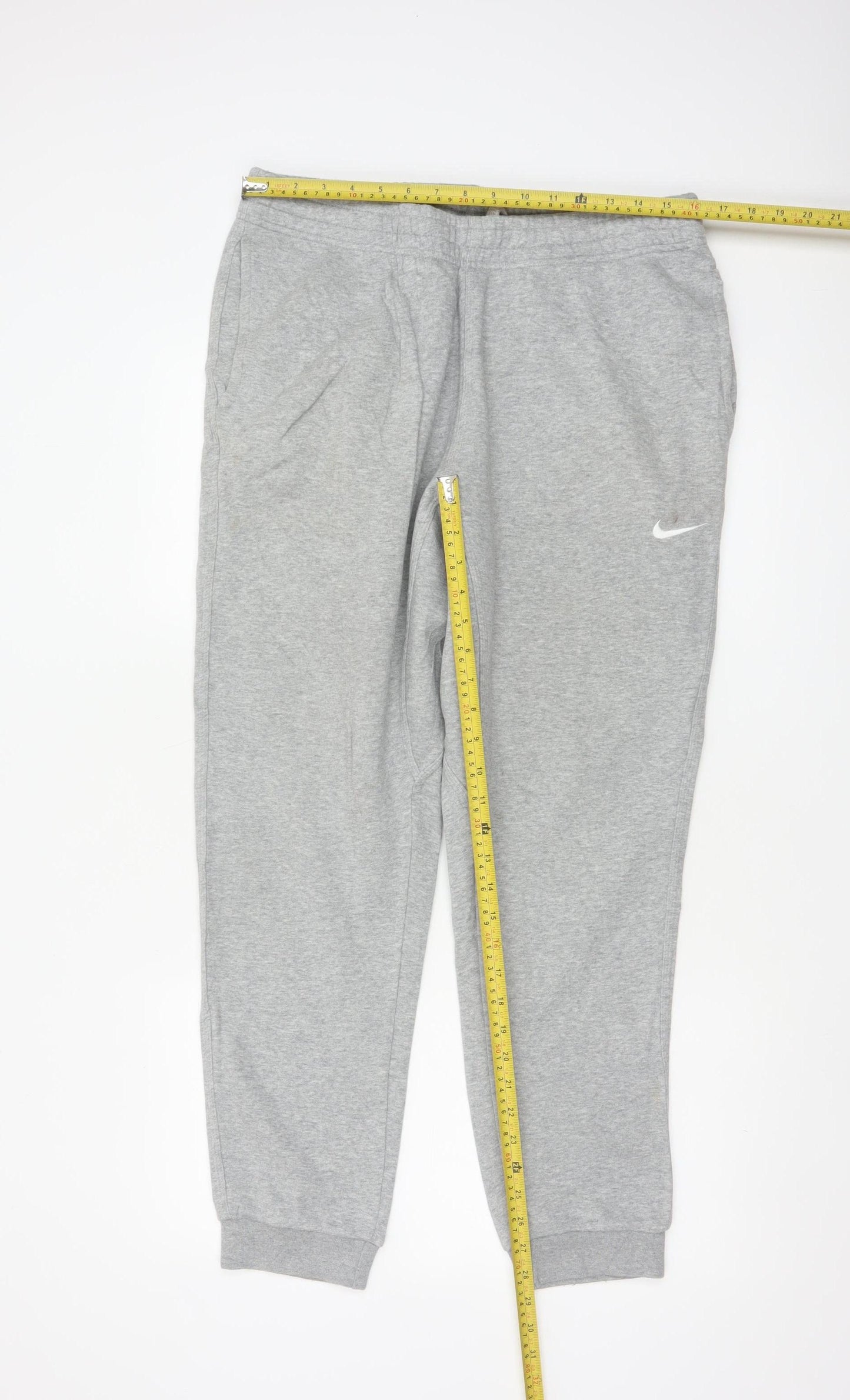 Nike Men’s Grey L Fleece Jogger Sweatpants Logo Tapered