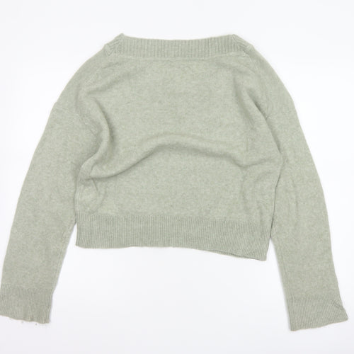 Abercrombie & Fitch Women Green S Merino Blend V-Neck Pullover Jumper
