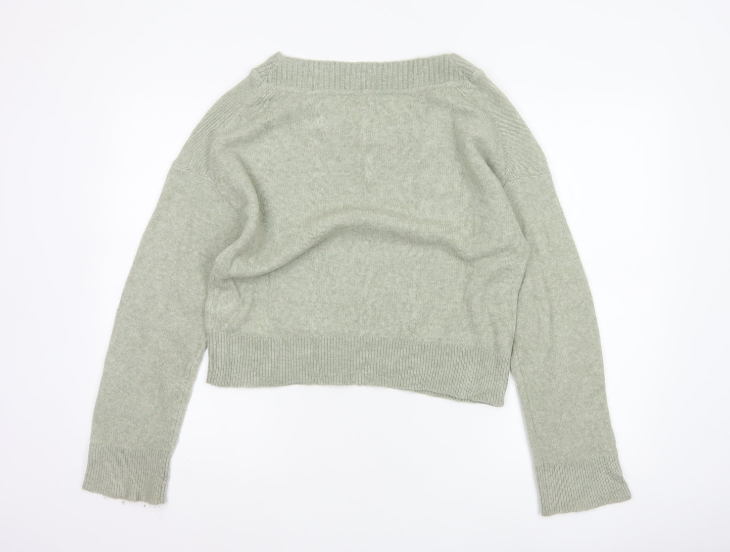Abercrombie & Fitch Women Green S Merino Blend V-Neck Pullover Jumper