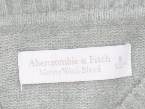 Abercrombie & Fitch Women Green S Merino Blend V-Neck Pullover Jumper