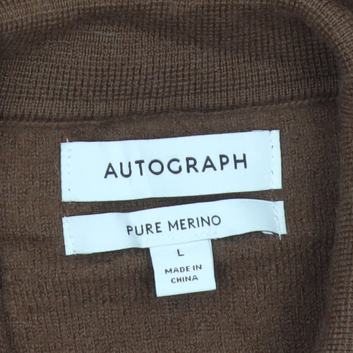 Marks and Spencer Autograph Unisex Brown L Merino Wool Cardigan