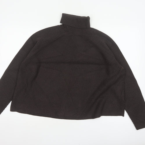 M&S Women’s Brown Size 16 Rib Knit Roll Neck Pullover Jumper