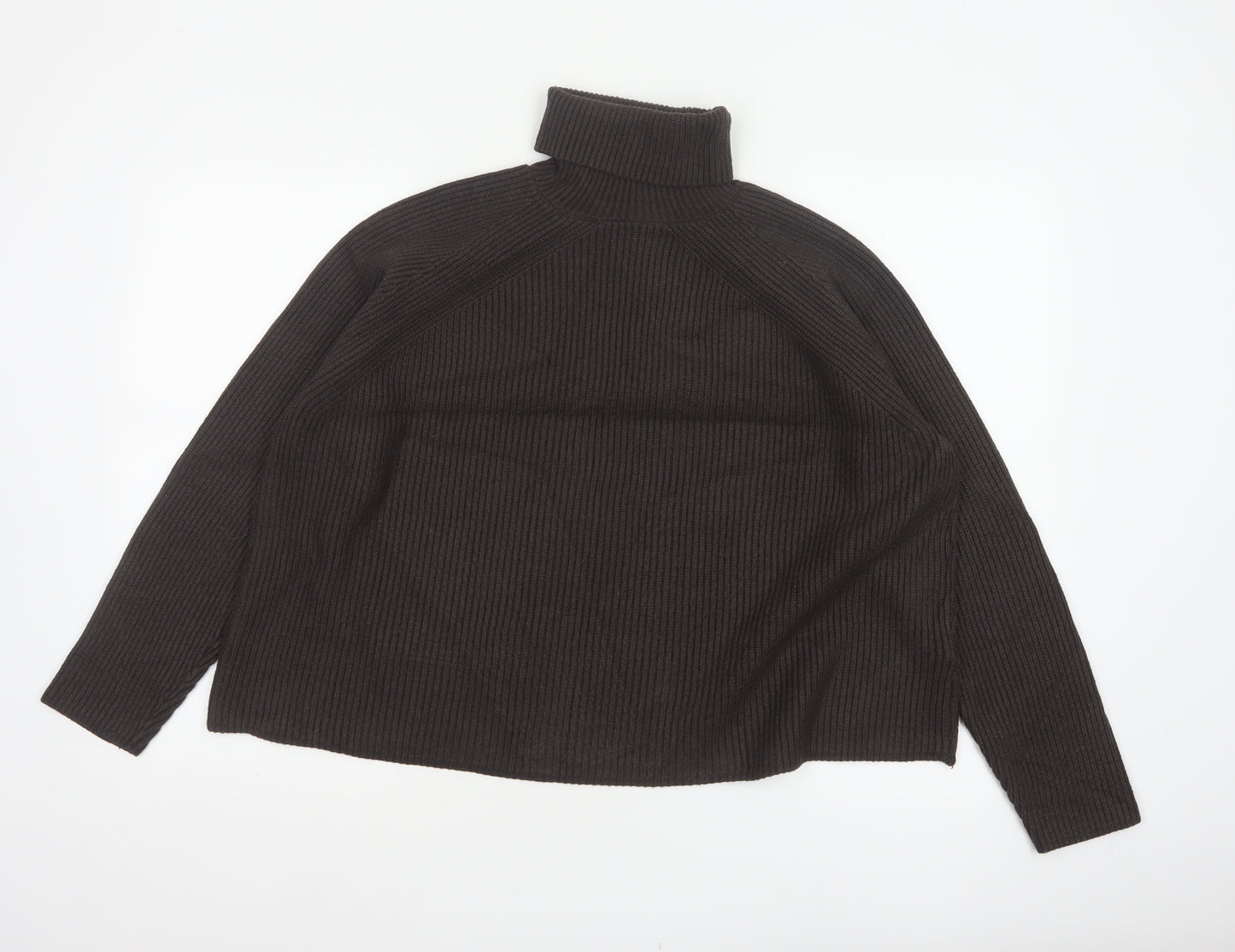 M&S Women’s Brown Size 16 Rib Knit Roll Neck Pullover Jumper