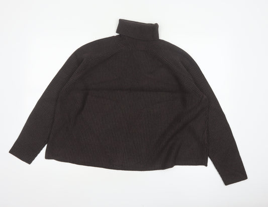 M&S Women’s Brown Size 16 Rib Knit Roll Neck Pullover Jumper