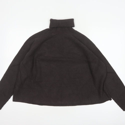 M&S Women’s Brown Size 16 Rib Knit Roll Neck Pullover Jumper