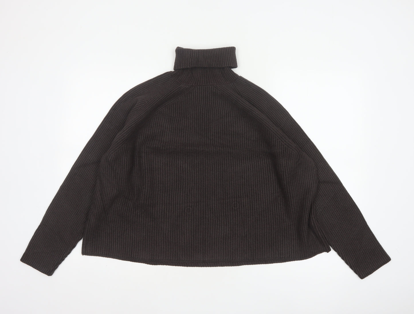 M&S Women’s Brown Size 16 Rib Knit Roll Neck Pullover Jumper