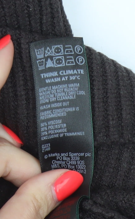 M&S Women’s Brown Size 16 Rib Knit Roll Neck Pullover Jumper