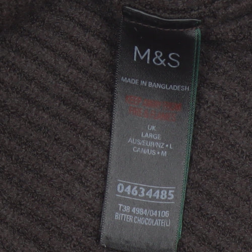M&S Women’s Brown Size 16 Rib Knit Roll Neck Pullover Jumper
