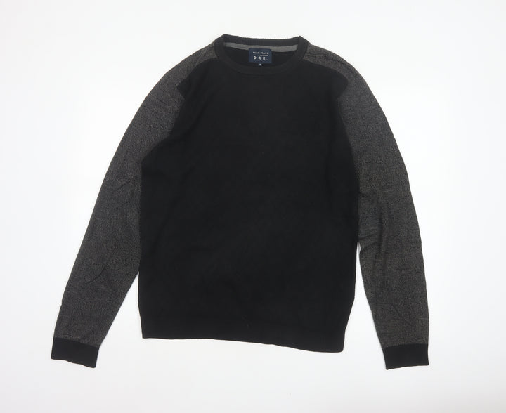 Mish Mash DRK Men’s Black Grey M Argyle Knit Crew Neck Jumper