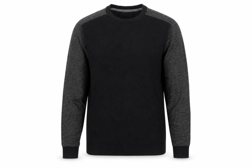 Front view of Mish Mash DRK Men’s Black Grey M Argyle Knit Crew Neck Jumper