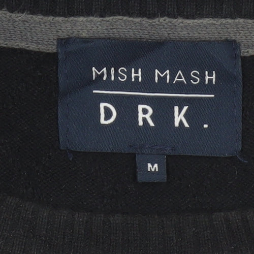 Mish Mash DRK Men’s Black Grey M Argyle Knit Crew Neck Jumper