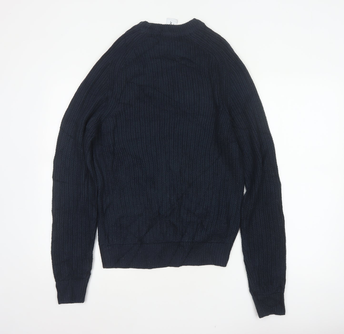 Collusion Men Blue XS Rib Knit Crew Neck Pullover Jumper Acrylic