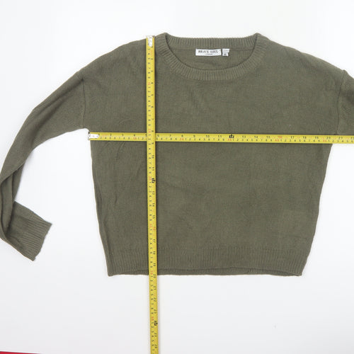 Brave Soul Women Green XS Crew Neck Knit Pullover Jumper