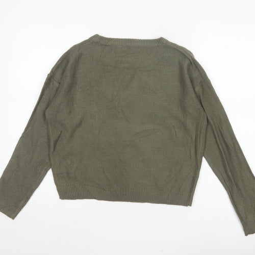 Brave Soul Women Green XS Crew Neck Knit Pullover Jumper