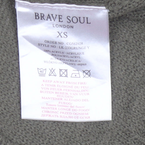Brave Soul Women Green XS Crew Neck Knit Pullover Jumper
