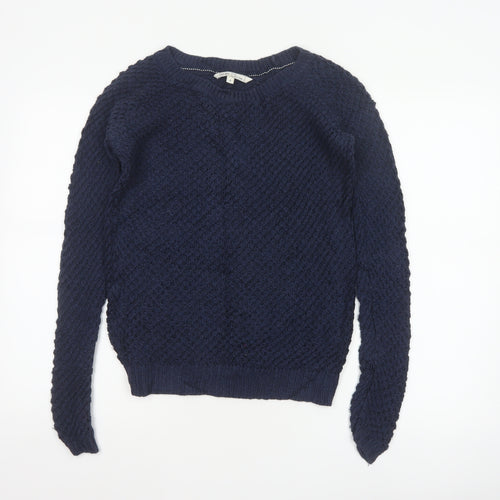 Fat Face Women’s Blue Size 8 Chunky Knit Crew Neck Jumper