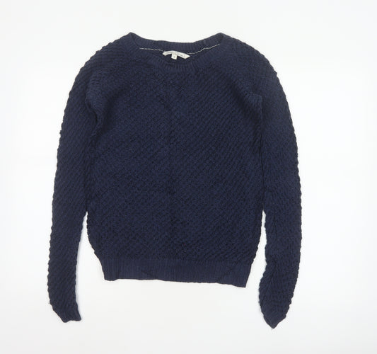 Fat Face Women’s Blue Size 8 Chunky Knit Crew Neck Jumper