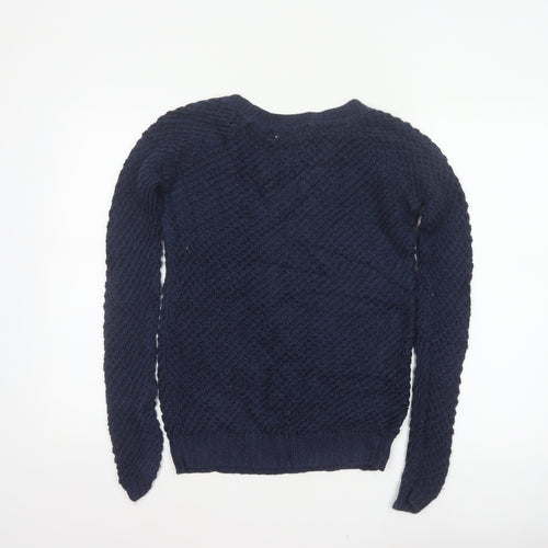 Fat Face Women’s Blue Size 8 Chunky Knit Crew Neck Jumper