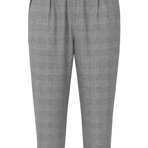 New Look Curves Women Grey Check Tapered Trousers UK 24 Elastic Waist