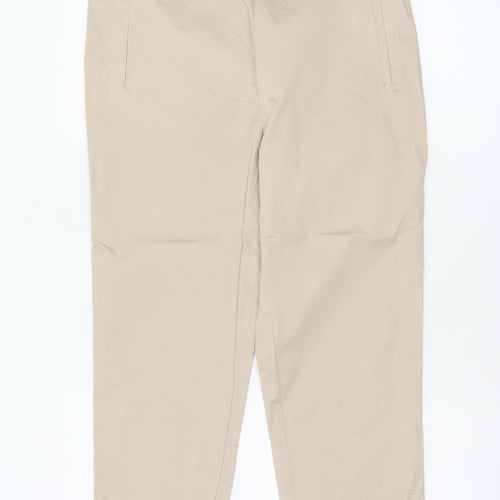 Marks & Spencer Women Beige Size 10 Short Straight Cotton Trousers