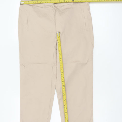 Marks & Spencer Women Beige Size 10 Short Straight Cotton Trousers