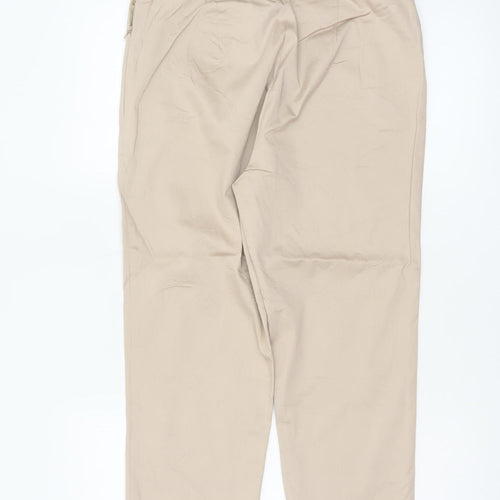 Marks & Spencer Women Beige Size 10 Short Straight Cotton Trousers