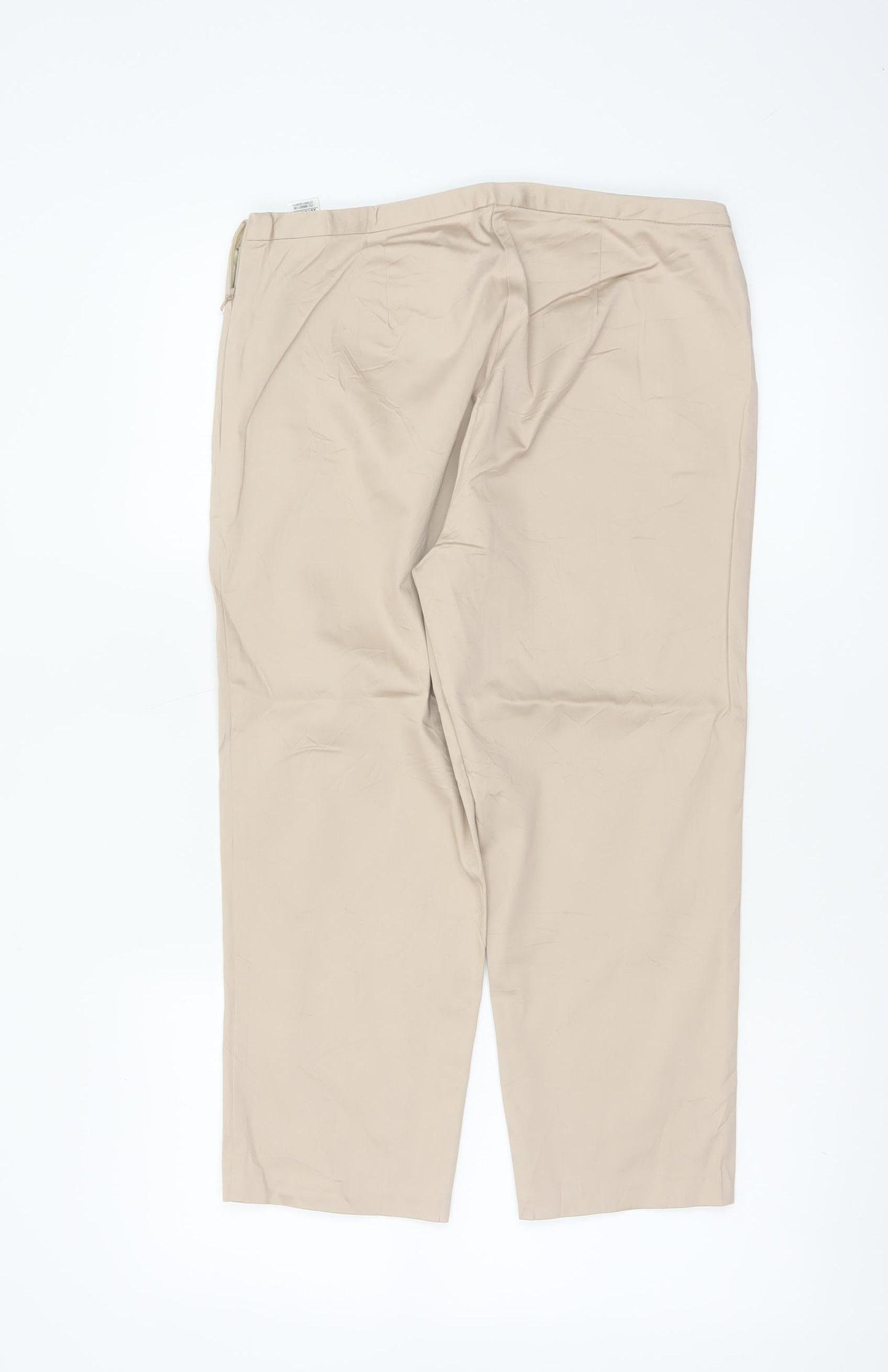Marks & Spencer Women Beige Size 10 Short Straight Cotton Trousers