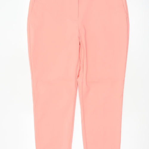 Marks & Spencer Women Pink Size 14 Tapered Tailored Trousers