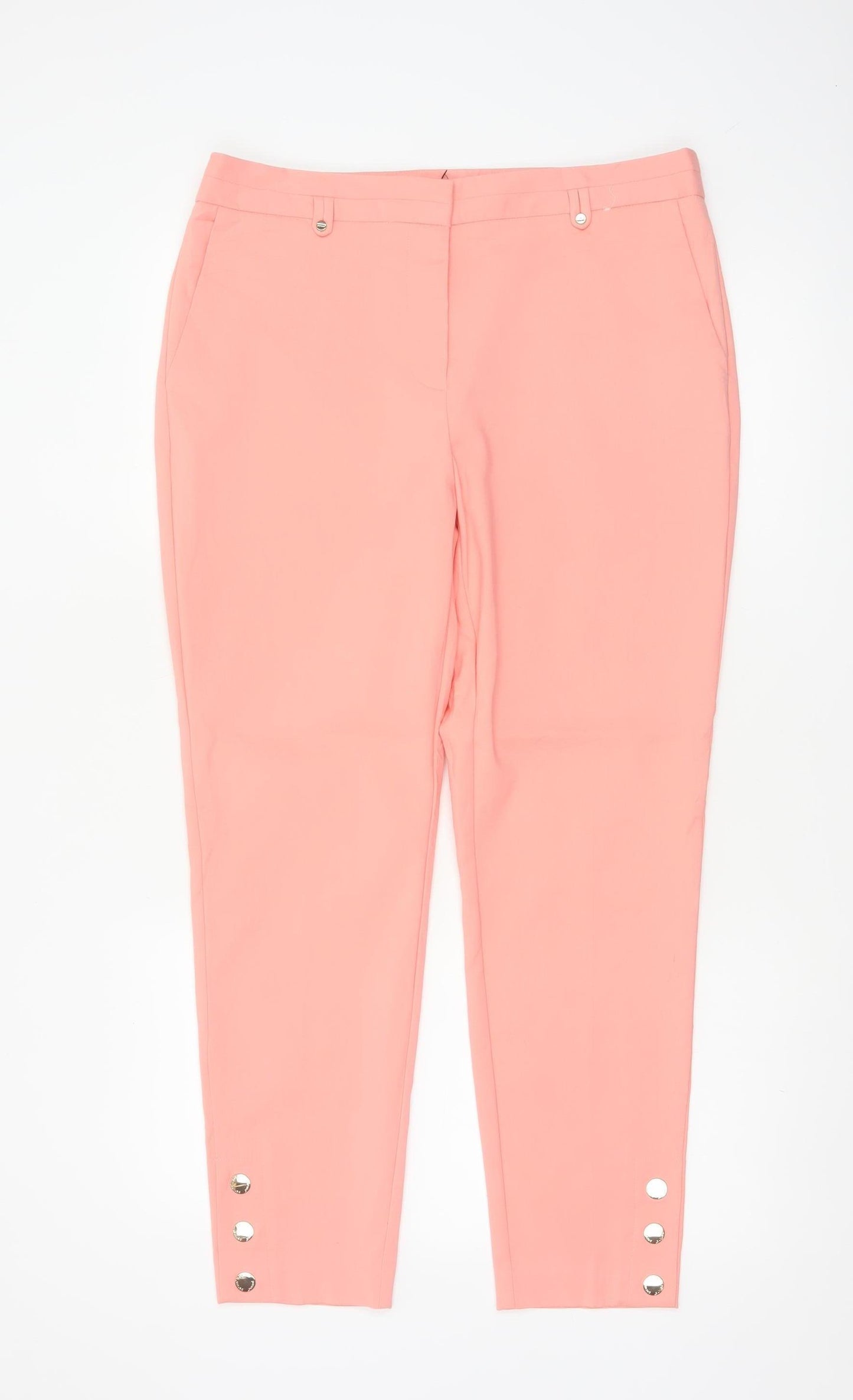 Marks & Spencer Women Pink Size 14 Tapered Tailored Trousers