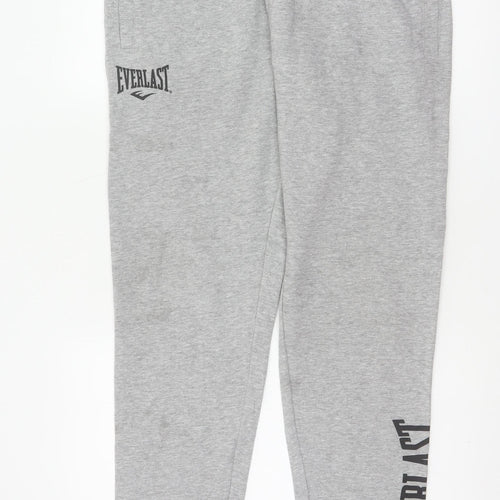 Everlast Men’s Grey L Logo Cotton Blend Cuffed Jogger Sweatpants