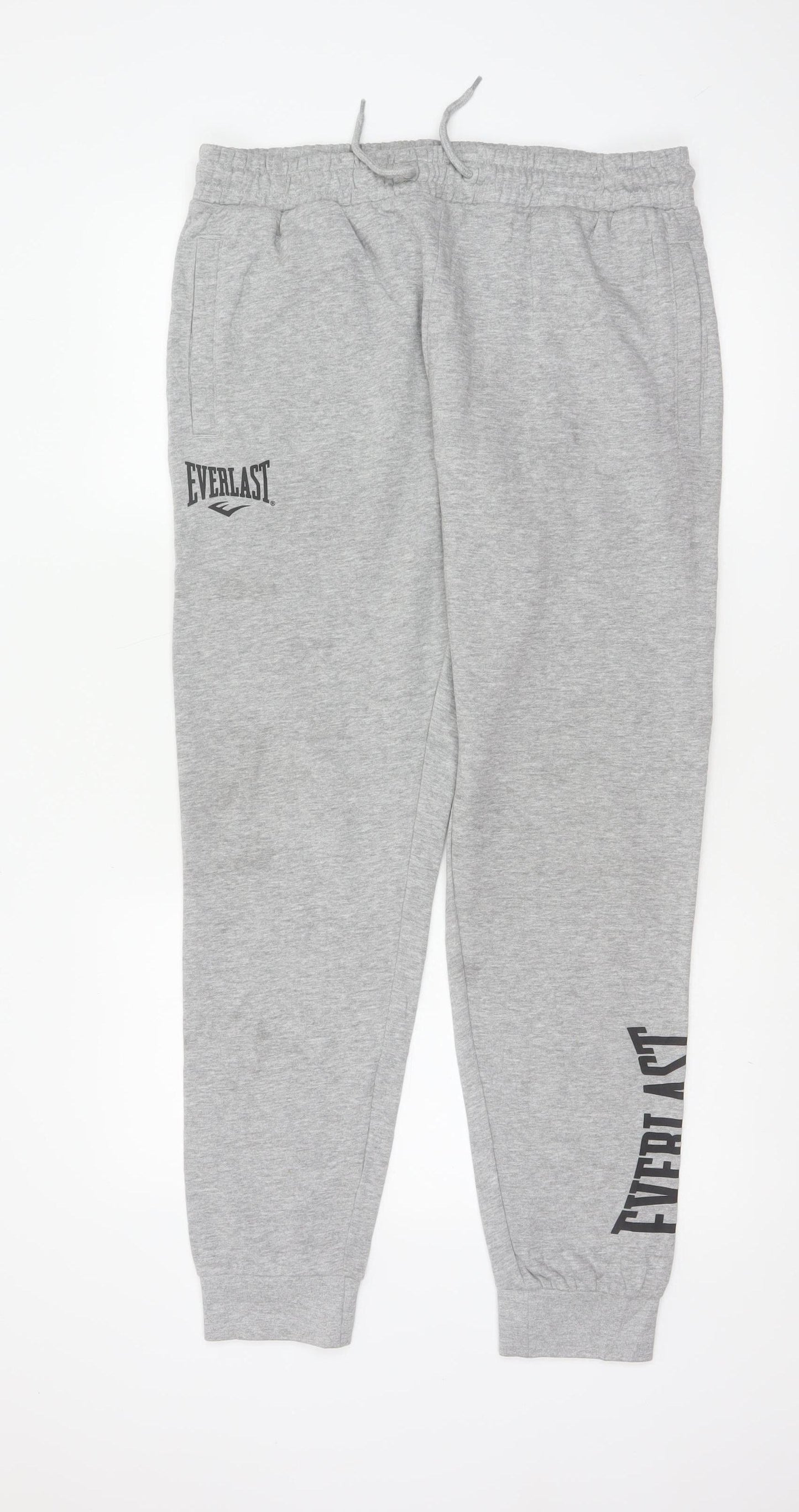 Everlast Men’s Grey L Logo Cotton Blend Cuffed Jogger Sweatpants