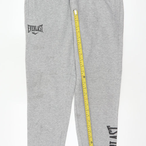 Everlast Men’s Grey L Logo Cotton Blend Cuffed Jogger Sweatpants
