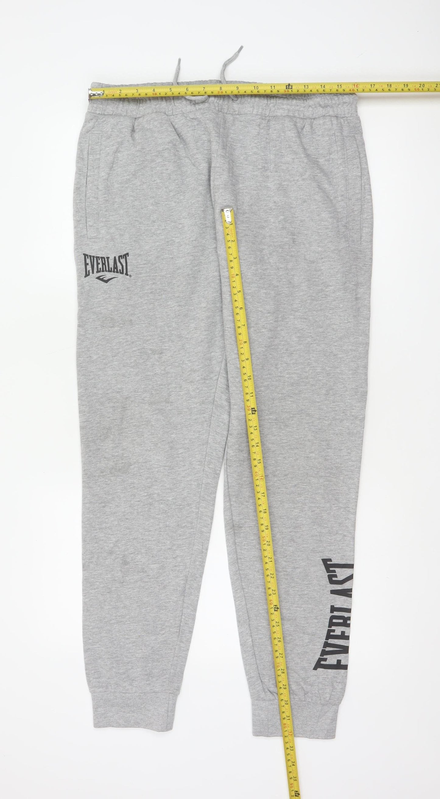 Everlast Men’s Grey L Logo Cotton Blend Cuffed Jogger Sweatpants