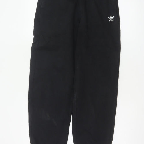 adidas Women’s Black XS Logo Fleece Cuffed Jogger Trousers